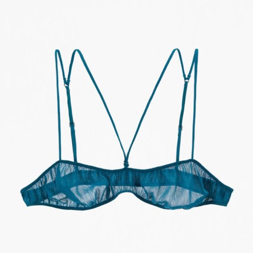 NWT Zara Lingerie Sheer Blue Strappy Bandeau Bra